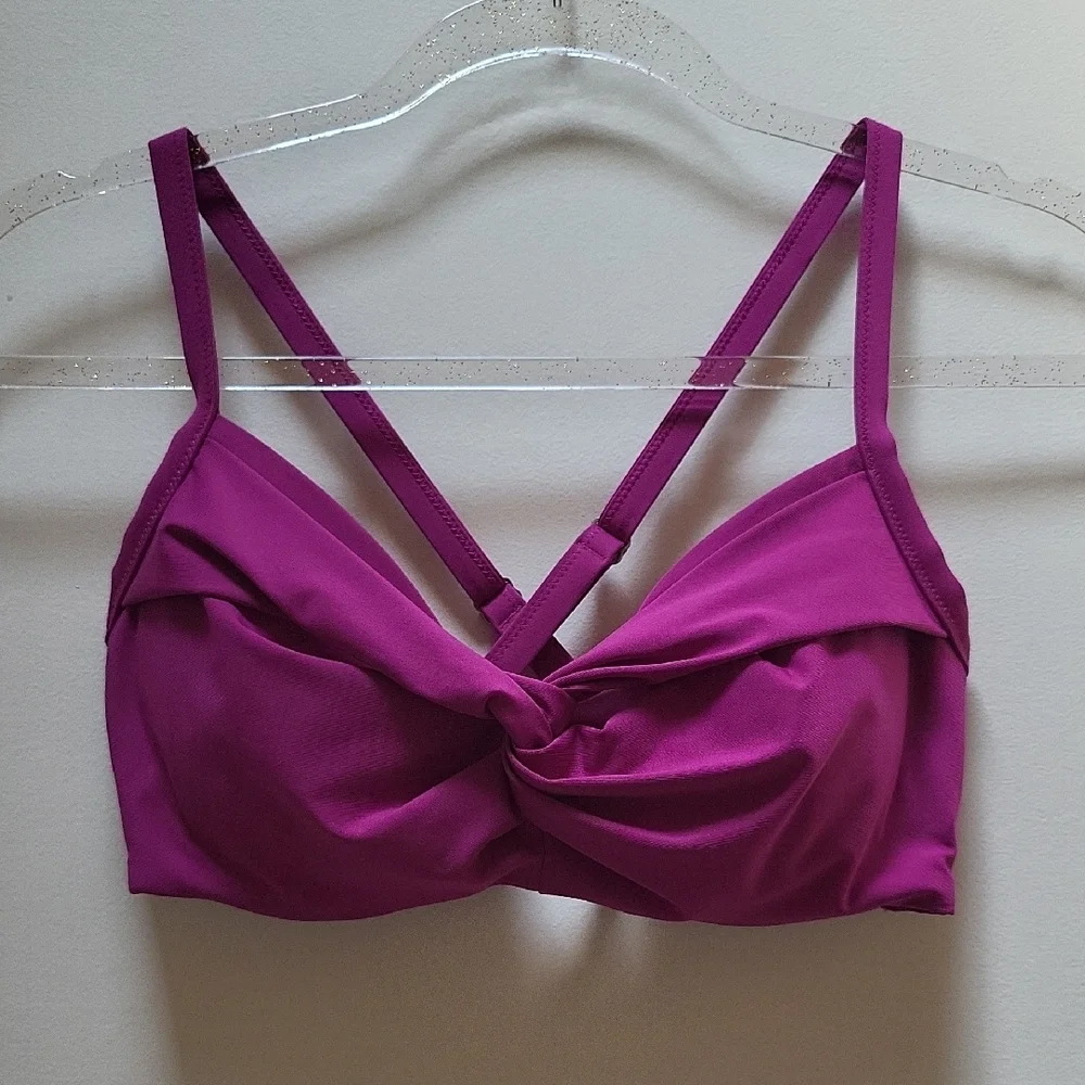 NWOT Athleta Fuchsia Twist Up bikini top, 32D-DD (34C, 32E) - Picture 1 of 6